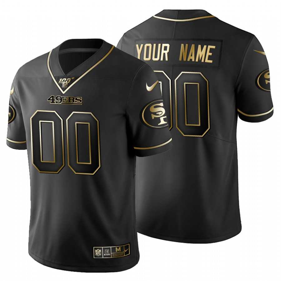 Customized Men's Nike 49ers Black Golden Limited NFL 100th Season Jersey,We sell and wholesale Customized Men's Nike 49ers Black Golden Limited NFL 100th Season Jersey on line form chian!